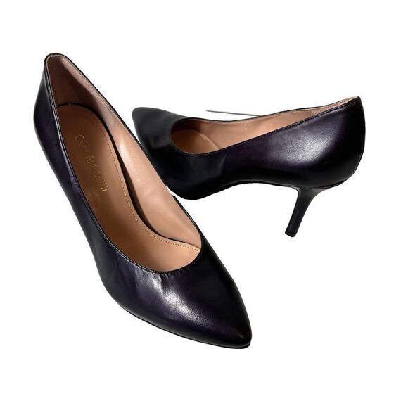 Enzo Angiolini Leather Womens Sz 8M Classic Pump Stiletto Heels Eggplant Slip On - Picture 1 of 13